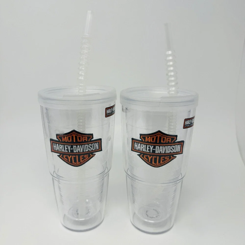 Harley-Davidson Tervis Tumbler Set of 2 Insulated 24oz Cups with Lids and Straws